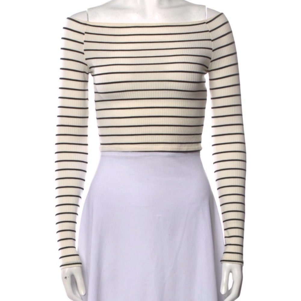 Reformation striped bateau crop top